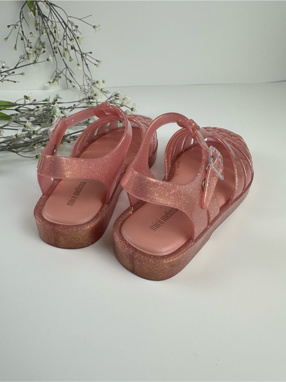 Mini Melissa Pink Glitter Jelly Sandals Toddler Size 13 - Picture 11 of 13